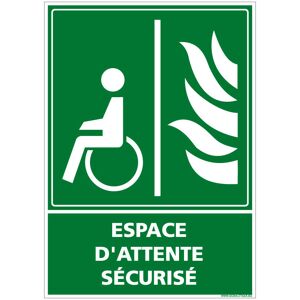 SIGNALETIQUE.BIZ FRANCE Panneau Espace d'Attente Sécurisé EAS PMR Picto Texte. Panneau Secours. Autocollant Salle d'Attente Sécurisée, PVC, Alu - Adhésif - 450 x 630 mm - Publicité