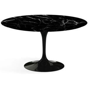 LES TENDANCES Table tulipe ronde 120 cm marbre noir pied noir mat - Publicité