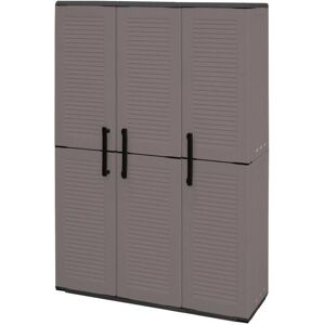 Dmora Armoire extérieure ou intérieure, 3 portes et 3 niveaux en polypropylène ajustables, 100% fabriqués en Itala, 102x37h163 cm, couleur grise