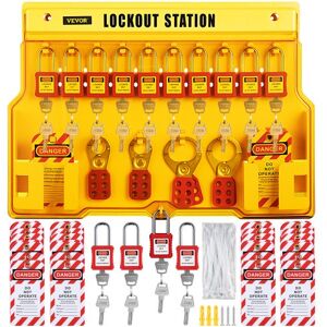 VEVOR Kit d'étiquetage de Verrouillage 58 PCS Kit de Station de Cadenas d'étiquetage 39,3 x 55,8 cm Kit de Sécurité électrique de Verrou Loto Utilisés pour Arrêter ou Verrouiller Machines Dangereuses - Publicité