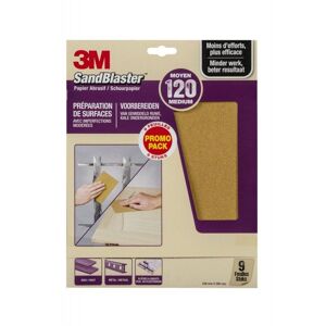 3M - 638760 - SandBlaster - Papier abrasif 230 mm x 280 mm - P120 - 9 Feuilles - Publicité