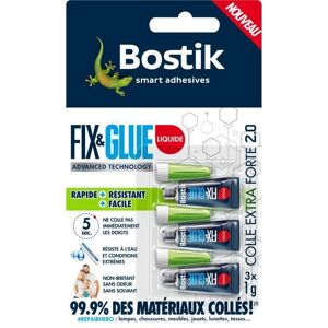 Colle BOSTIK Fix & Glue Liquide Sans Odeur Sans Solvant - 3 tubes de 1 g