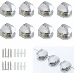 8 Pièces Pince À Verre, Fixation Réglable Verre En Alliage De Zinc, Support Pour Tablette Etagere Tablettes 5-8 Mm D'épaisseur, Argent - Publicité