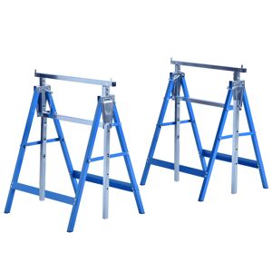 HOMCOM  Lot de 2 tréteaux pliables hauteur réglable 80-130 cm acier