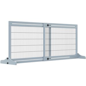 PawHut Barrière de sécurité pour chien extensible longueur réglable 104-183 x 36 x 69 cm pin bleu   Aosom France