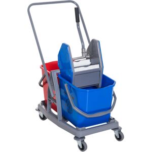 Homcom Chariot de Lavage Chariot de Nettoyage Professionnel Presse à Mâchoire 2 Seaux 25 L 73 x 45 x 92 cm Bleu Rouge aosom france