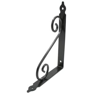 DOJA Barcelona Equerre Etagere Murale   2 Pièces Support Tablette Murale   240 x 190 mm   Equerre Metal Fer Forgé Noir   Equerre Fixation pour Decoration Murale, Étagère Murale, Etagere Cuisine - Publicité