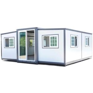 HUGHEARTS Petite maison préfabriquée portable en plastique extensible de 4 x 6 m pour hôtel, stand, bureau, maison de garde, magasin, villa, entrepôt, atelier (avec toilettes) PH0224 - Publicité