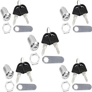 6Pcs Serrure Batteuse Cylindre，16 mm Verrou de porte de placard èces  Serrure de Meuble à