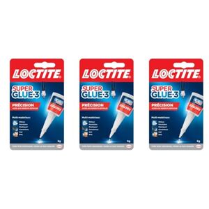 Henkel Loctite Super Glue-3 Précision, colle forte pour réparations précises, colle liquide tous matériaux, colle transparente à séchage rapide, flacon 5 g (Lot de 3) - Publicité
