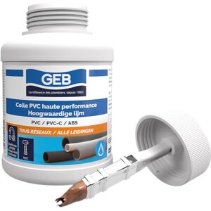 GEB Colle haute performance 250 ml polyvalente pour assemblage de canalisations en PVC Pour réseau avec pression d'eau froide/chaude sanitaire et réseau d'évacuation des eaux usées - Publicité