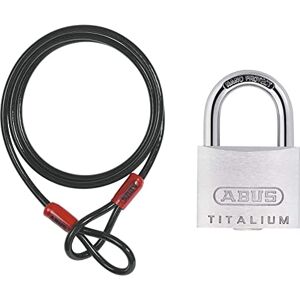 Abus Cobra 10/200 Antivol câble à boucle Noir 200 cm & H19 56198 Cadenas à clé extérieur Titalium 64TI/45 - Publicité