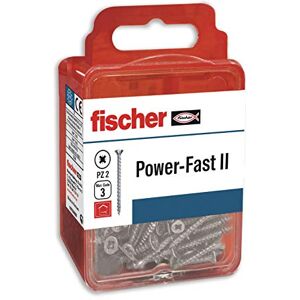 fischer Vis à bois PowerFast II 6,0x70 à tête fraisée, empreinte Pozidriv PZ, zingué blanc, filetage partiel/Blister de 6 - Publicité