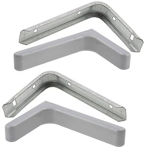 AERZETIX C41727 Lot de 2 Supports équerres consoles d'étagère tablette à angle droit 110x75x22 mm avec cache en plastique 118x77x25 mm pour fixation murale en acier couleur gris - Publicité