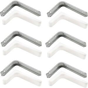 AERZETIX C41722 Lot de 6 Supports équerres consoles d'étagère tablette à angle droit 110x75x22 mm avec cache en plastique 118x77x25 mm pour fixation murale en acier couleur blanc - Publicité