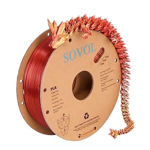 Sovol Silk Tri Color PLA Filament 1.75mm, Filament pour imprimante 3D 1kg (2.2LBS), Soie Filament PLA Gold/Argent/Bronze Tri-couleur Coextrusion +/-0.03mm - Publicité