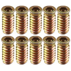 HALJIA 10 pcs M6 x 35 MM Filetage Écrou Insert en bois Interface Vis à tête hexagonale Socket Écrou de fixation pour meubles Lit Armoire - Publicité