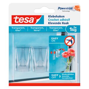 Tesa Crochets adhésifs Tesa pour verre et surface transparente - Lot de 2