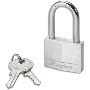 Master lock Cadenas en aluminium largeur 40 mm anse 24 mm. Livré avec 2 clés. Sous blister - Lot de 2