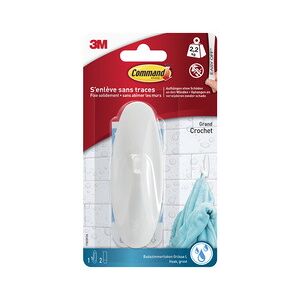 Command 3M Crochet pour salle de bain design, blanc - Lot de 3