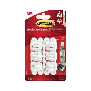 3M Mini-crochet, plastique, taille: S, blanc - Lot de 4