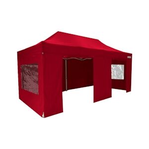 FRANCE BARNUMS Tente pliante 3x6m pack fenêtres - 6 murs - acier 45mm/polyester 380g Norme M2 - rouge - FRANCE-BARNUMS