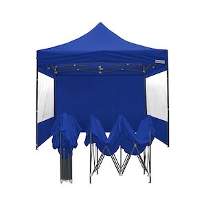 FRANCE BARNUMS Tente pliante 3x3m pack fenêtres - 4 murs - acier 31mm/polyester 320g - bleu - FRANCE-BARNUMS