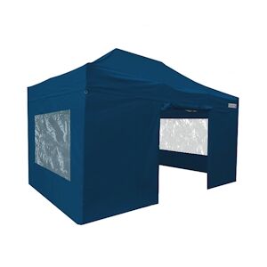 FRANCE BARNUMS Tente pliante 3x4,5m pack fenêtres - 4 murs - acier 45mm/polyester 380g Norme M2 - bleu - FRANCE-BARNUMS