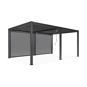 Oviala Business Pergola bioclimatique autoportée 3 x 6 m et 2 stores gris