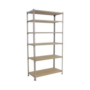 SimonRack Étagère metallique sans vis Maderclick 6 plateaux de 150 kgs par plateau couleur GALVA/BOIS 2500x800x500 mm (haut x largeur x profondeur)