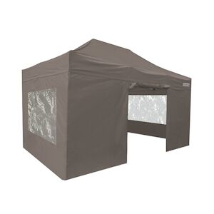 FRANCE BARNUMS Tente pliante 3x4,5m pack fenêtres - 4 murs - acier 45mm/polyester 380g Norme M2 - taupe - FRANCE-BARNUMS