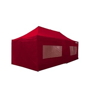 FRANCE BARNUMS Tente pliante PRO 3x6m pack fenêtres - 6 murs - ALU 45mm/polyester 380g Norme M2 - rouge - FRANCE-BARNUMS