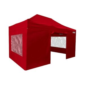 FRANCE BARNUMS Tente pliante 3x4,5m pack fenêtres - 4 murs - acier 45mm/polyester 380g Norme M2 - rouge - FRANCE-BARNUMS