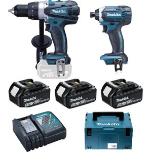 Makita Pack 18V perceuse visseuse DDF458 + visseuse à chocs DTD152 + 3 batteries 5Ah + chargeur + coffret MAKPAC - MAKITA - DLX2144TJ1