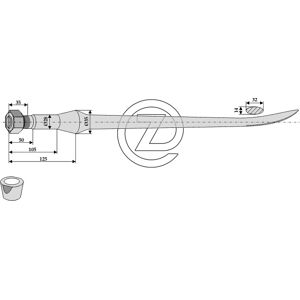 Dent de chargeur droite 1100 mm 35 mm Adaptable