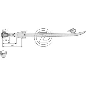 Dent de chargeur droite 900 mm 35 mm Adaptable