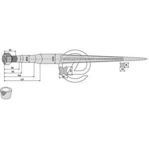 Dent de chargeur droite 900 mm 35 mm Adaptable