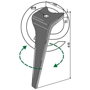 Dent de herse rotative Amazone Droite 952774 Adaptable