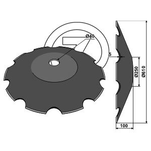 Disque crenelé John Deere 610x5mm K33525 Niaux 200