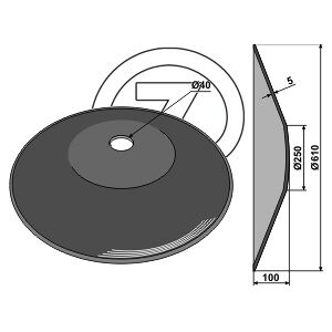 Disque lisse John Deere tronconiques 610x5mm K33524 Niaux 200