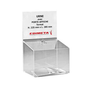 Edimeta Urne transparente 25 x 29 x 22 cm avec porte-affiche