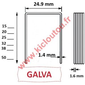 Kicloutou Agrafes 16WC / S2 - 20mm Galva - Boite de 10000