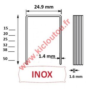 Kicloutou Agrafes 16WC / S2 - 30mm inox 304 - Boite de 10000