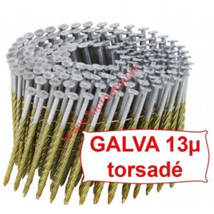 Kicloutou Pointes 16° 3.8x130 mm spiralees galva 13µ en rouleaux fil metal X 1800