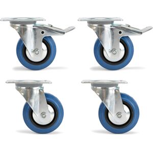 rouleau de direction regle Riggatec 200mm roue bleu 2x avec frein, 2x sans - Roulettes