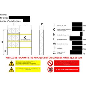 SETAM Plaque de charge pour rack à palettes format A4