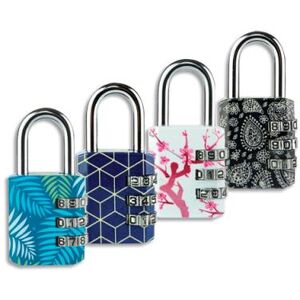 Cadenas à combinaison 3 chiffres Master Lock - largeur 30 mm - motifs tendance imprimés sous blister - Publicité