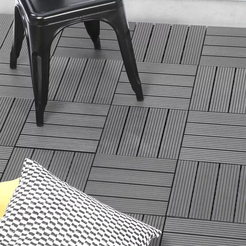 IDMarket Dalles de terrasse x5 clipsables bois composite gris