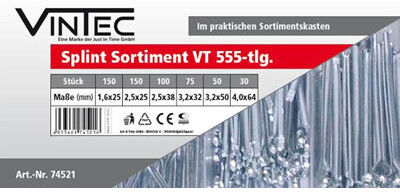 Just In Time Assortiment 555 goupilles fendues en coffret - VINTEC