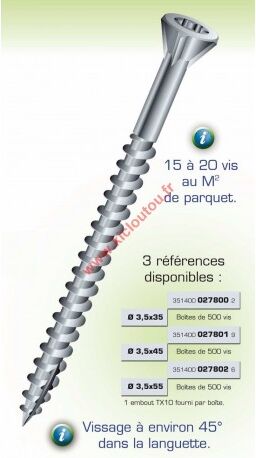 Vis parquet étoile 3.5x55 Vynex rocket - boite de 500